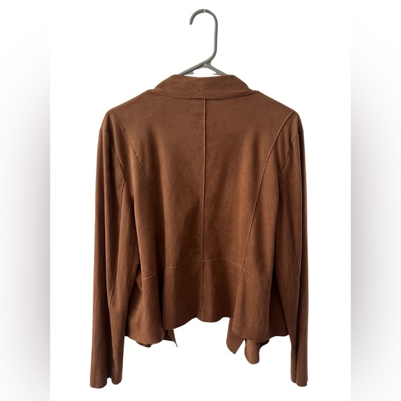 NWOT Sofia Vergara Brown Faux Suede Jacket with Zipper Pockets- Size Large - Picture 2 of 3